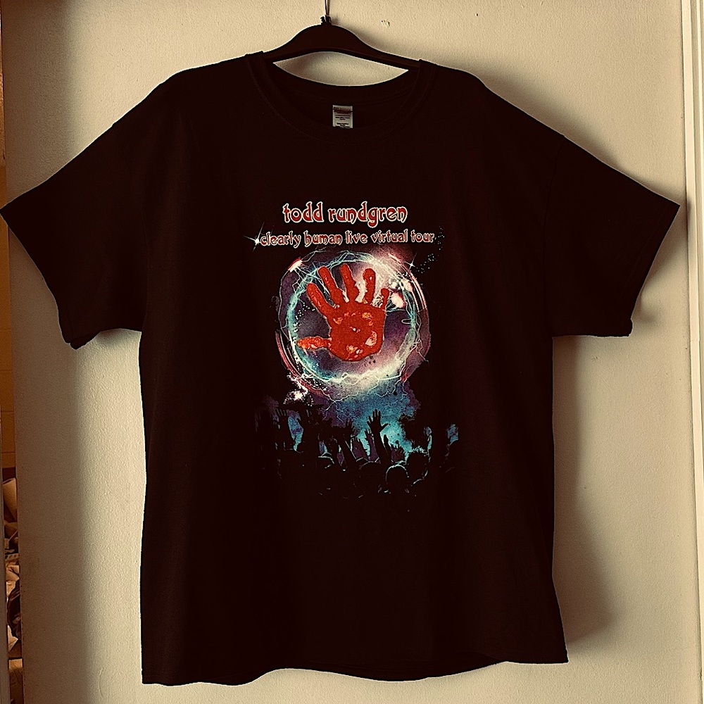 NEW Todd Rundgren CLEARLY HUMAN Virtual Concert Black Tee Shirt Crew Neck XL